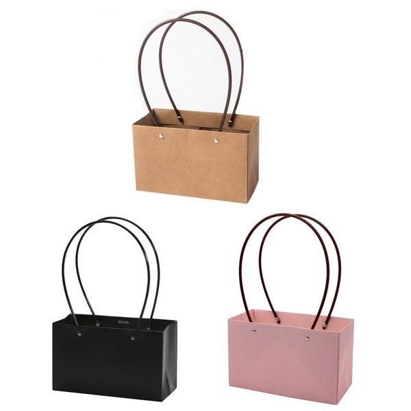 

10pcs/set paper portable flower bags waterproof box for shop gift wrap