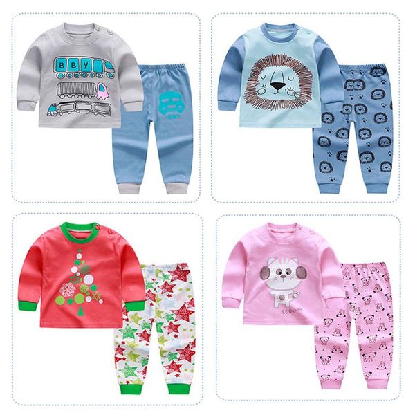 

kids clothing set 2 pcs spring cotton girls boys homewear pajamas children pyjamas nightwear 1-6y baby sleepwear clothes sets, White