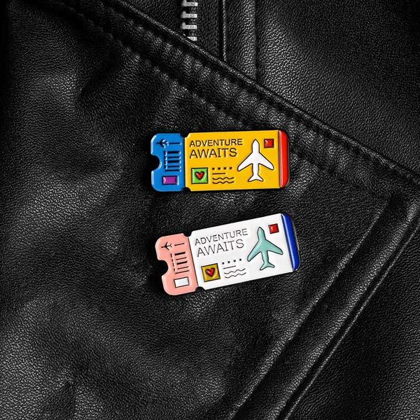 

pins, brooches cartoon air ticket brooch bag clothes backpack lapel enamel pin badges jewelry gifts for friends women accessories, Gray