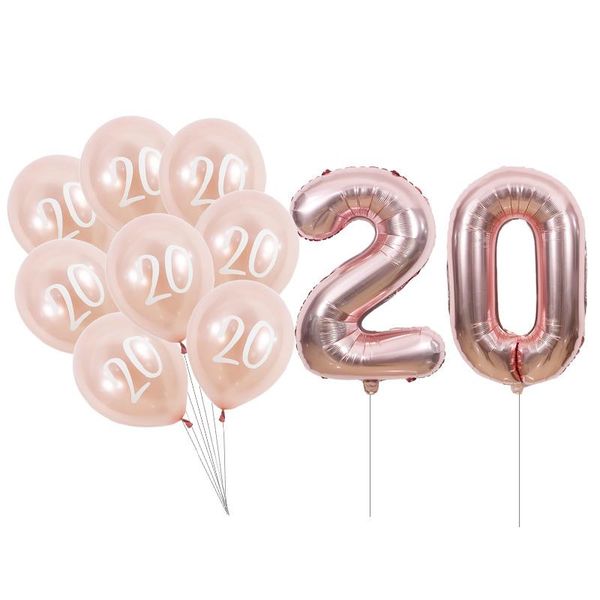 

party decoration 20 birthday balloon rose gold 20th pary decorations number digital year anniversary balloons