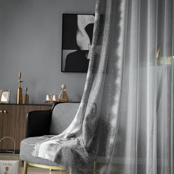 

curtain & drapes melunmhom modern gray white dots gradient tulle curtians for living room side lace thicker mesh sheer bedroom window treatm