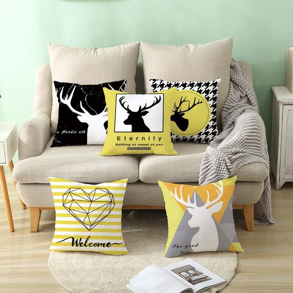 

cushion/decorative pillow yellow simple case elk cover geometric cushion office nap car throw pillows for living room sofa bedroom