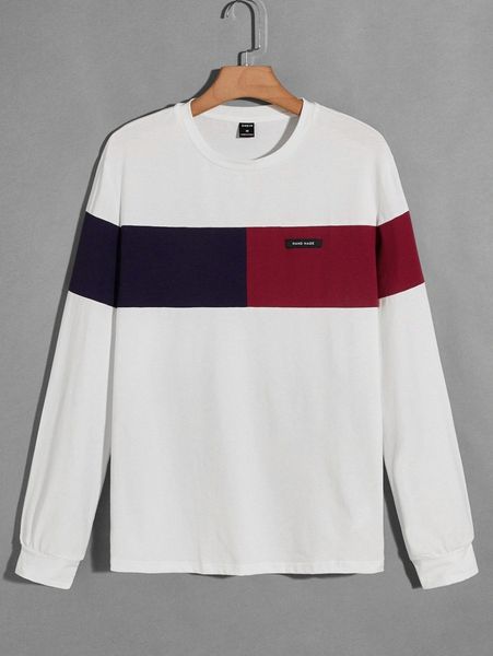 

men patch detail cut and sew tee 95l9#, White;black