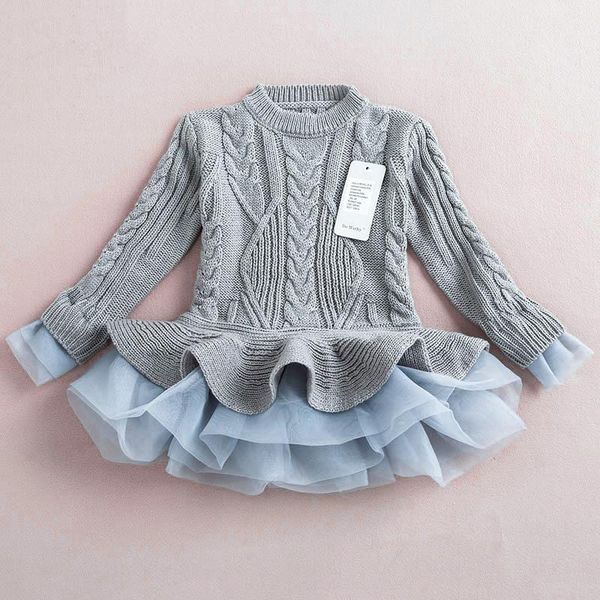 

autumn winter girls sweater baby knitwear kids knitted children eugen yarn layered lace patch geometric jacquard 3 to 9 yrs pullover, Blue