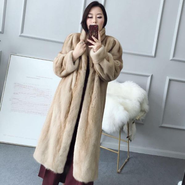 

women's fur & faux 2021 outerwear coats winter fashion mink long female outwear, Black