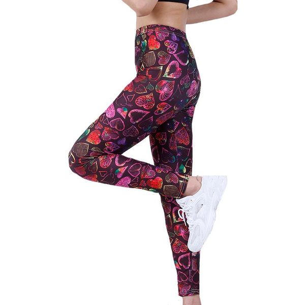

women's leggings chsdcsi workout elastic gym red colorful love printing sports leggins fashion women pants summer high waist soft, Black