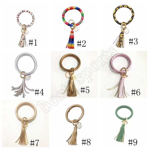 

fashion tassel charms leather wrap bracelets pendant chain bangles keys ring wristbands 18 colors to choose zza1016