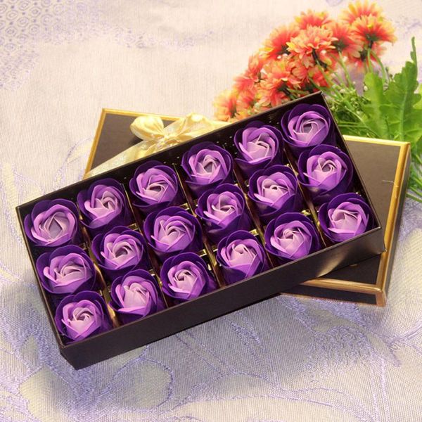 

party favor rose soap 18pcs scented flower petal bath body wedding gift decoration case festival box girl friend