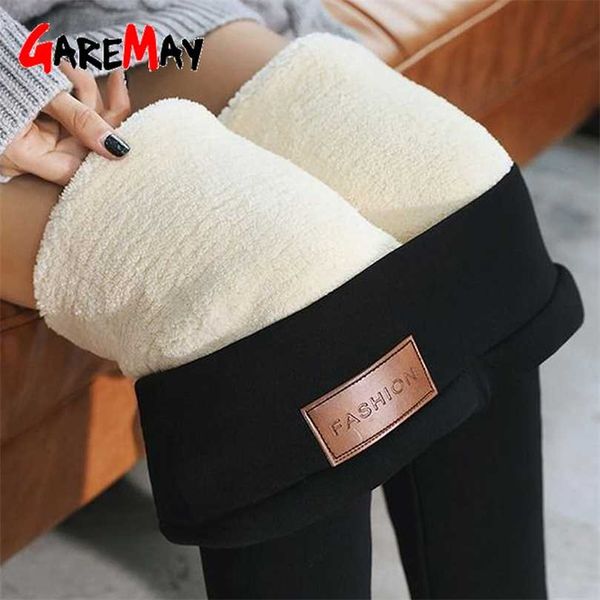 Garemay Cintura Alta Spandex Calças Quentes Inverno Skinny Grosso Veludo Veludo Menina Leggings Mulheres Calças Para 211204