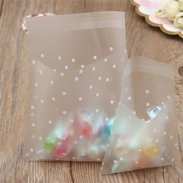 

gift wrap 100pcs small plastic bags frosted transparent cellophane bag party goodies candy cookie pouch polka dot
