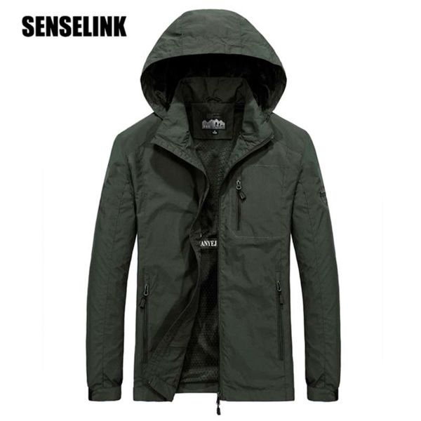 Мужские куртки ветровка водонепроницаемая военная молния с капюшоном повседневная пальто мужская одежда плюс размер 6xL 210928