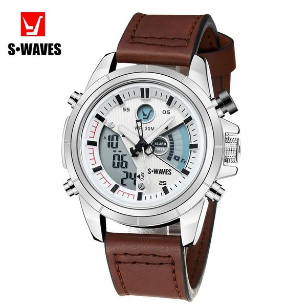

wristwatches stylish luxury men's sports watch leather strap date shows quartz men, Slivery;brown