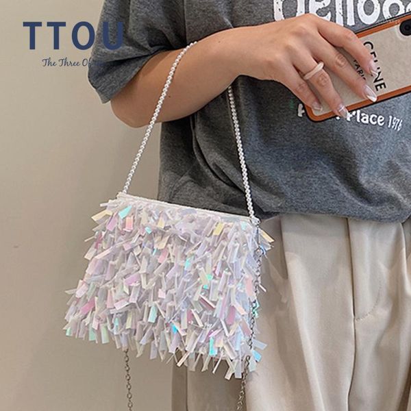 

evening bags silver sequin rhinestone tassel women small crossbody handmade beaded ladies party clutch purse fashion handbags