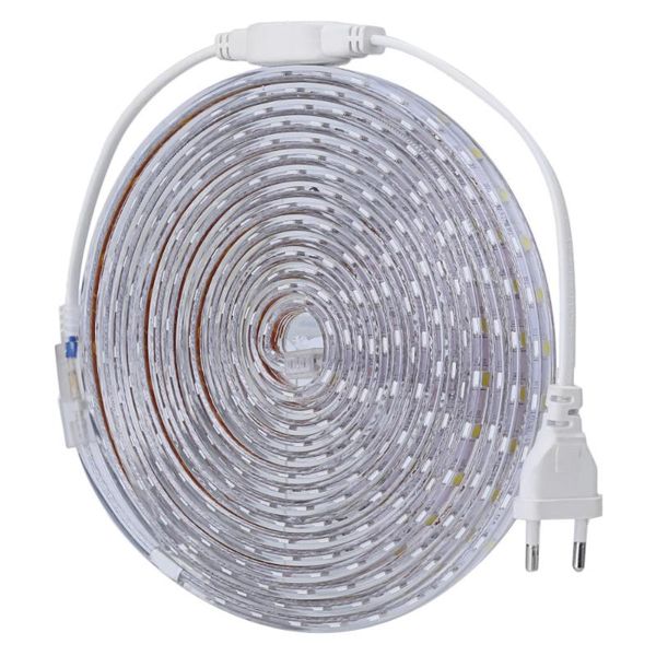 

strip light smd 220v flexible lights 5m 60leds/m led ip65 waterproof tape ribbon lamp + power eu plug strips