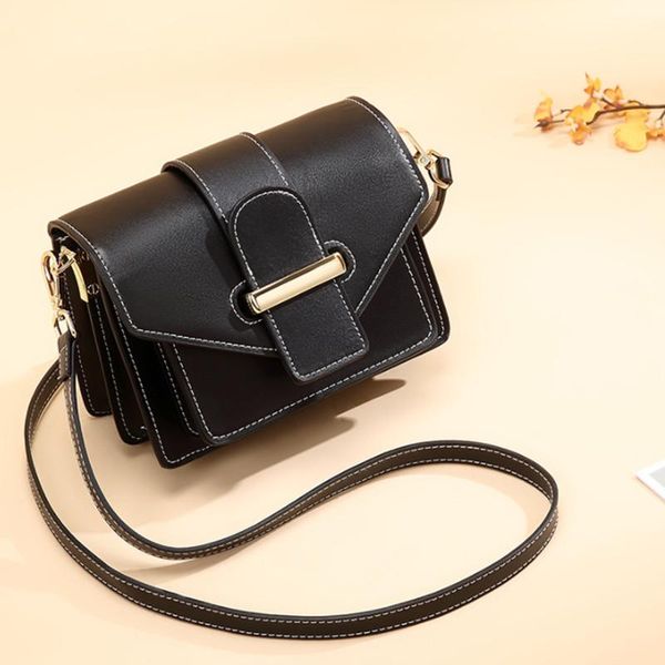 

summer cowhide black women's bag european american simple business/leisure/travel large capacity shoulder leather waist bags