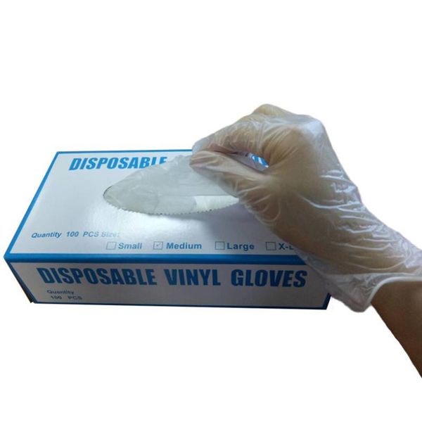 

disposable gloves 200pcs transparent pvc powder-oil-proof processing beauty salon nails household thick clean