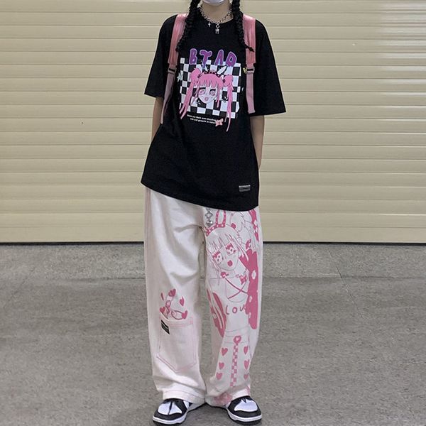 

women's pants & capris 2021 straight leg pants women bottoms sweat korean style street all-match wide work, Black;white