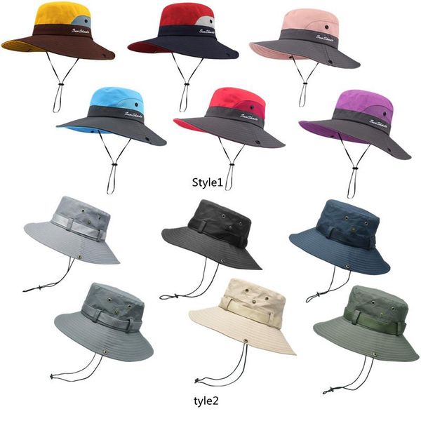 

wide brim hats 2style outdoor colorful shade sun hat ultraviolet woman gift summer seaside caps convenient folding mountaineering, Blue;gray