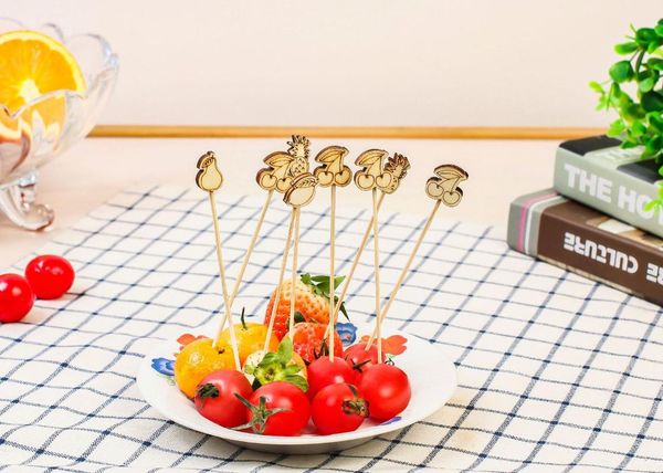 

forks 100pcs12cm disposable bamboo fruit forkpick buffet cupcake party dessert salad stick cocktail skewer for wedding decor