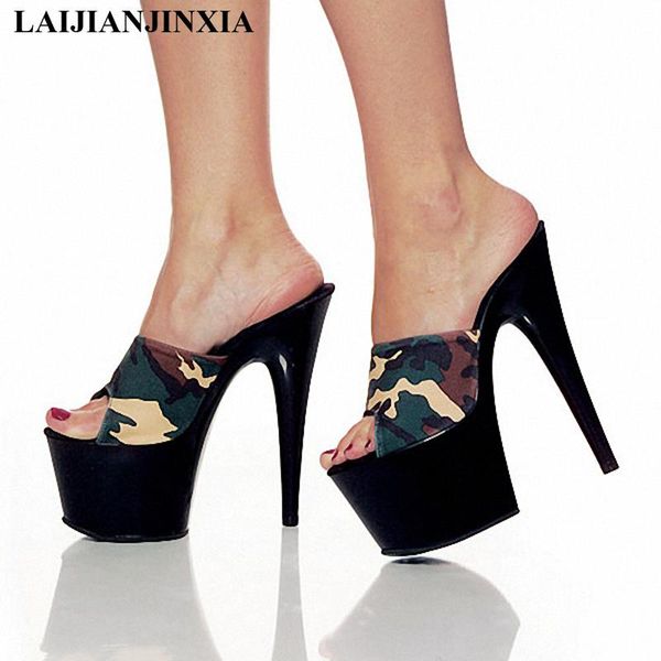 

slippers laijianjinxia 17cm classic neon green heels lady fashion high heel shoes  inch color block summer size cn 35-46, Black