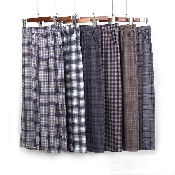

women's pants & capris wide trousers plus size casual loose cotton plaid mom leg female elastic waist summer for women, Black;white