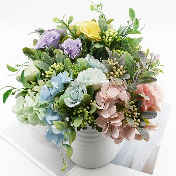 

nordic simulation flower rose wedding holding bouquet pography props diy floral christmas home decoration silk decorative flowers & wreaths