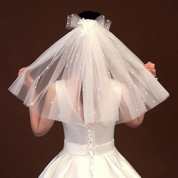 

bridal veils shoulder length bowkot style wedding with comb white accessories for bride mariage women, Black