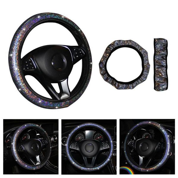 

steering wheel covers car cover decoration glitter protector silver sleeve soft