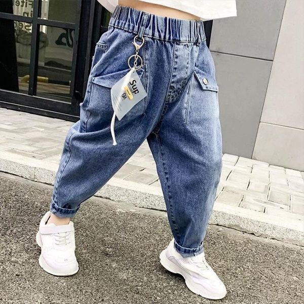 

cool boys girls jeans autumn and winter models childrens pants for kids korean version plus velvet thick loose trousers, Blue