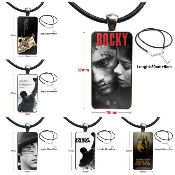 

pendant necklaces for women men brand steel color jewelry fashion statement necklace glass pendants rocky balboa quotes, Silver