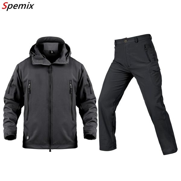 

men's jackets tad tactical gear soft shell camouflage outdoors jacket set men army casual waterproof warm clothes military hike, Black;brown