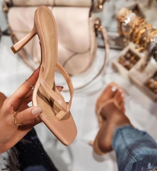 

slippers 9cm high heel square toe clip stiletto outdoor large 43, Black