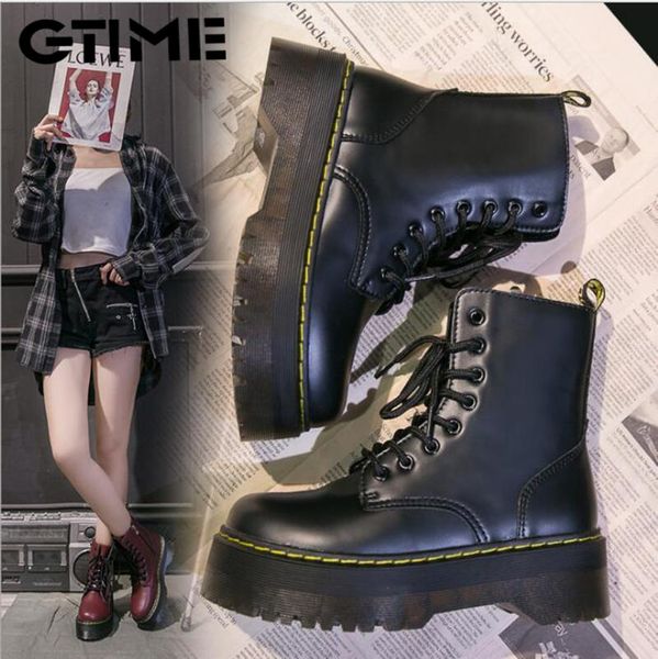 

boots 2021 motorcycle women's winter soft leather shoes black botas wedges female lace up platforms women white#sjpae-536