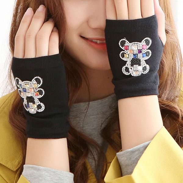 

fingerless gloves ladies wear warm made of wool fy18100712, Blue;gray