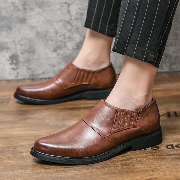Итальянский дизайнер мода мужская плоская обувь замкнутая замша шитья нить мокасины скользкие волосы вскользь повседневная мужская черная коричневая обувь большой размер: US6.5-US10