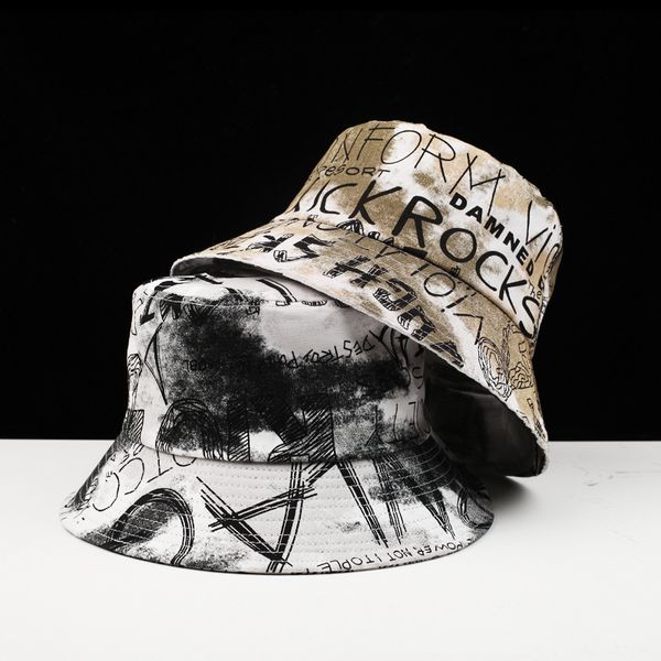 

fisherman's hat female graffiti korean versatile sun youth spring and autumn street leisure flat art basin, Blue;gray
