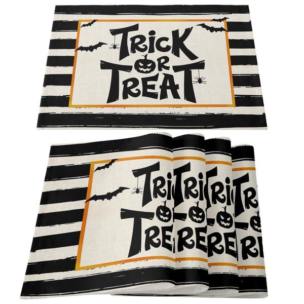 

mats & pads 4pcs halloween cotton linen mat heat insulation holder dish cup western dining cloth table decorative placemat tray