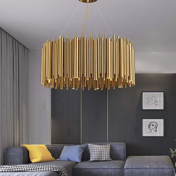 

post modern design gold aluminum tube chandeliers italy chandelier lighting pendientes lustres led lamp kronlechter