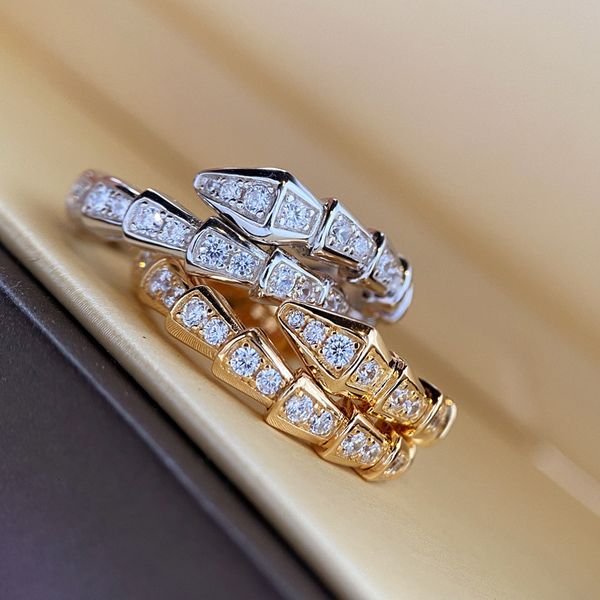 

ring baojia full diamond snake bone 925 sterling silver inlaid open elastic index finger