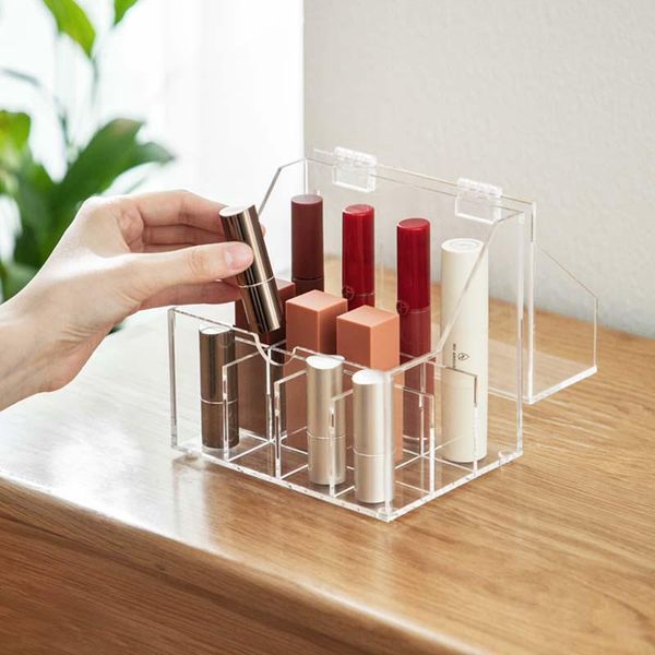 

bathroom storage & organization hunyoo with lid acrylic cosmetic box desk makeup remote control case brush lipstick holder office organizer