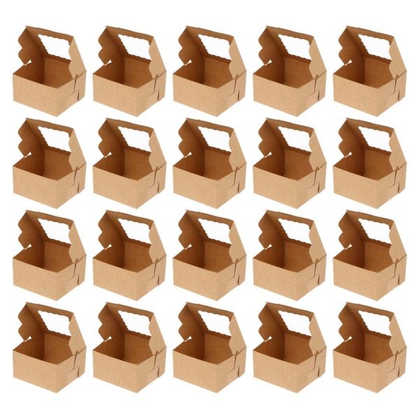 

gift wrap 25pcs kraft paper cake boxes dessert storage with clear window