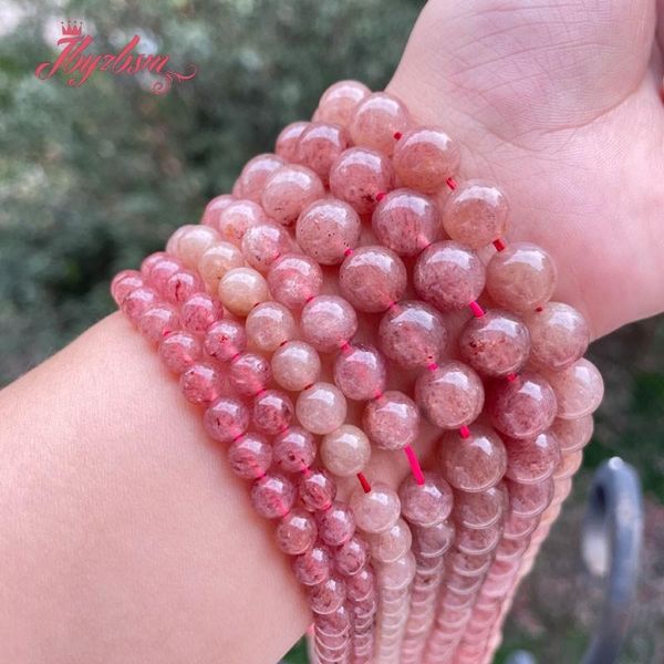 

other natural strawberry quartz smooth round beads 6/8/10mm stone for diy necklace bracelats earring ring jewelry making 15"
