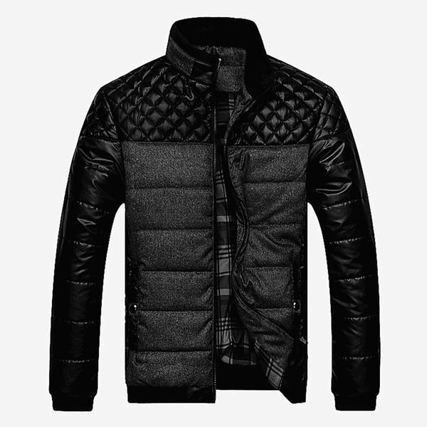 

men's jackets pu patchwork designer men outerwear winter business male leather jacket clothing brand and coats 4xl, Black;brown
