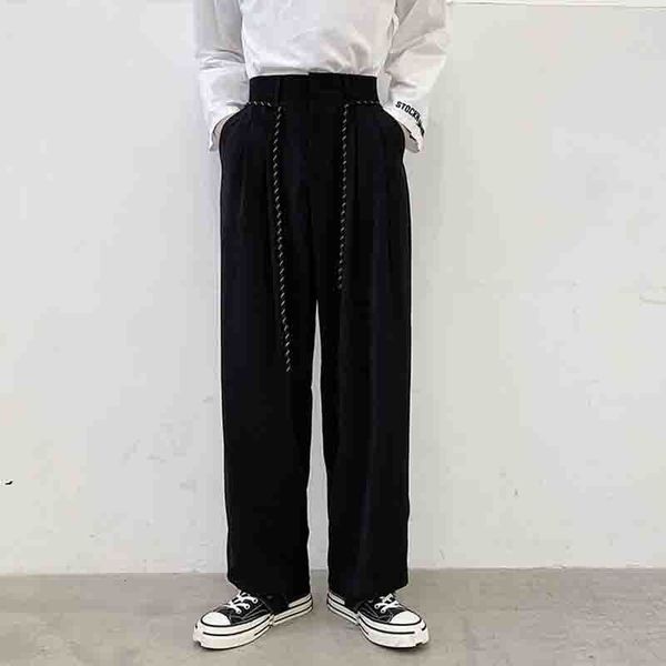 

pant drape custom casual cordon long fall down straight tube wide leg suit pants trend rvm9, Black
