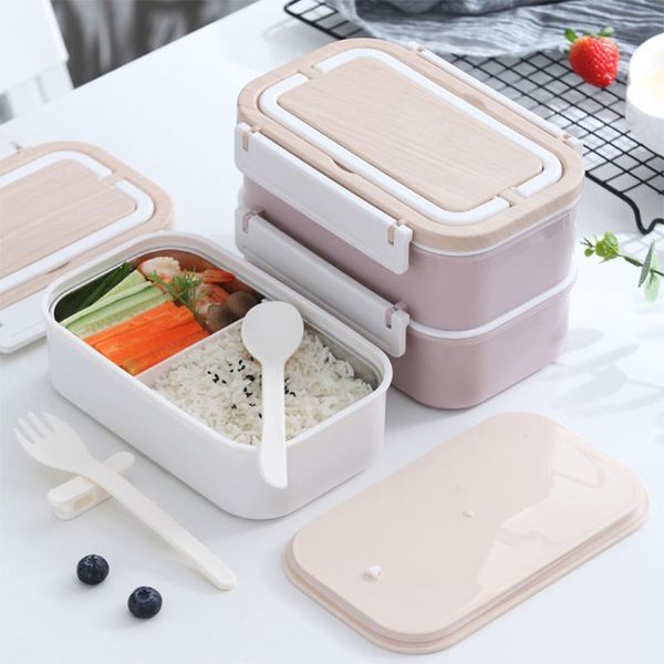 

dinnerware sets 304 stainless steel double-layer insulated lunch box portable bento tbleware large capacity container for kids adult