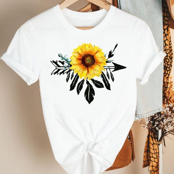 

women's t-shirt women clothes style watercolor flower vintage cartoon summer short sleeve print fashion tshirt female tee graphic, White