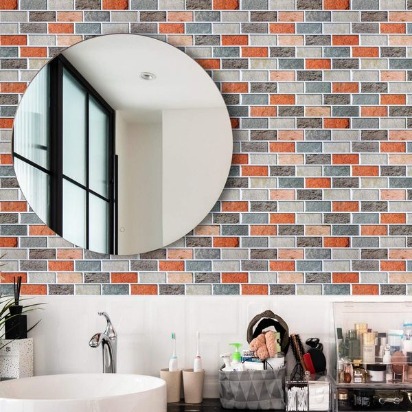 

Art3d 30x30cm 3D Wall Stickers Self-adhesive Peel and Stick Backsplash Tile Faux Stone Mosaic for Kitchen Bathroom , Wallpapers(10-Pieces)