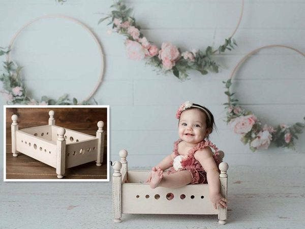 

40cm mini born baby po props wood bed retro nostalgia old furniture crib infant posing shoot accessory sofa chair kid toy cribs