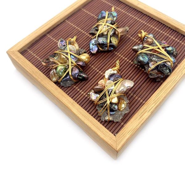 

charms winding pearl pendant necklace jewelry irregular shape colorful making diy handmade earring accessories, Bronze;silver