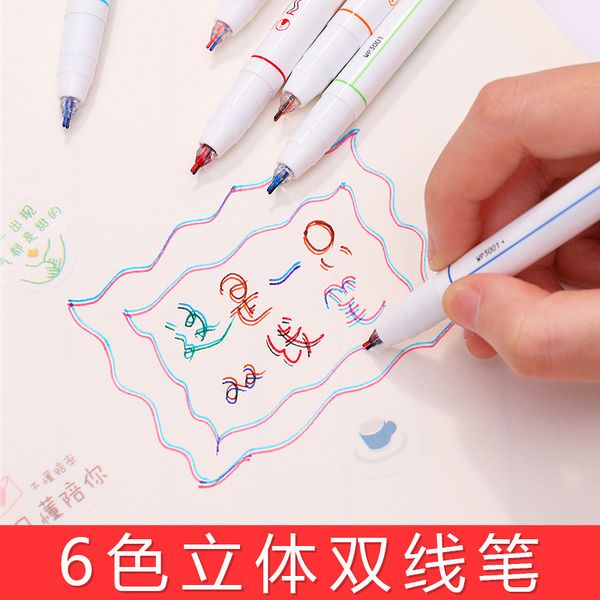 

pen color stereo double line hand account dream diy student two color outline marking key marker set
